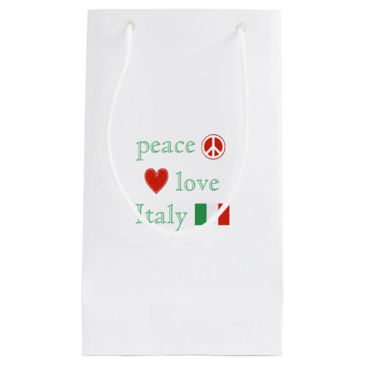 Petit Sac Cadeau Peace Love Italie Coeur République italienne Drape (Devant)