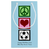 Petit Sac Cadeau Peace Love Soccer Blue Custom Holiday (Dos)