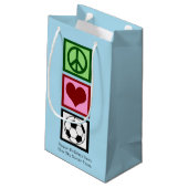 Petit Sac Cadeau Peace Love Soccer Blue Custom Holiday (Dos Angle)