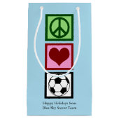 Petit Sac Cadeau Peace Love Soccer Blue Custom Holiday (Devant)