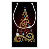 Petit Sac Cadeau Peace on Earth citation avec l'or sapin de Noël (Dos)
