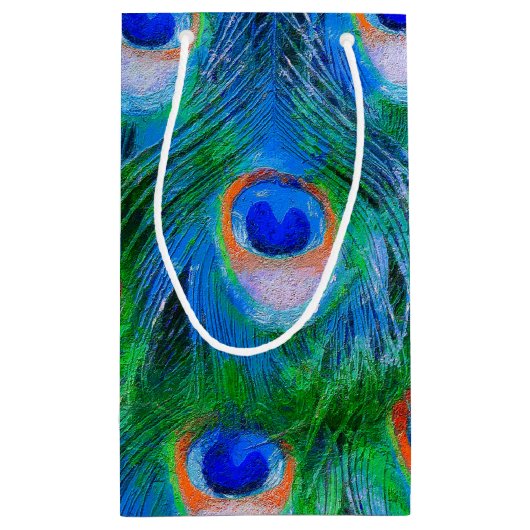 Petit Sac Cadeau Peacock Feather Blue (Dos)