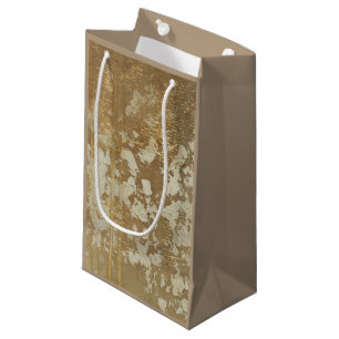 Petit Sac Cadeau Peinture abstraite d'or avec les taches argentées