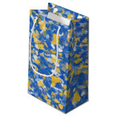 Petit Sac Cadeau Peinture bleu, jaune et blanc (Dos Angle)