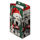 Petit Sac Cadeau Peinture de Noël dalmate (Devant Angle)
