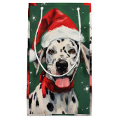 Petit Sac Cadeau Peinture de Noël dalmate (Devant)