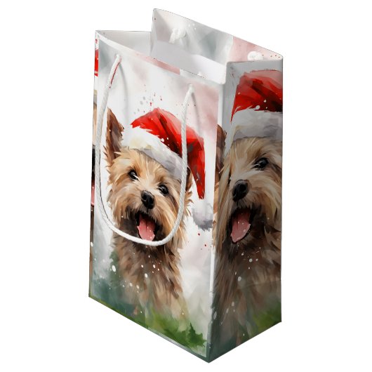 Petit Sac Cadeau Peinture de Noël de Cairn Terrier (Dos Angle)