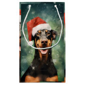 Petit Sac Cadeau Peinture de Noël Doberman (Dos)