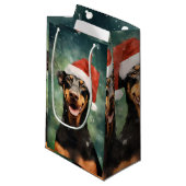 Petit Sac Cadeau Peinture de Noël Doberman (Devant Angle)