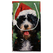 Petit Sac Cadeau Peinture de Noël pour chien d'eau portugais (Dos)