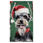 Petit Sac Cadeau Peinture de Noël Schnauzer miniature artwo (Dos)