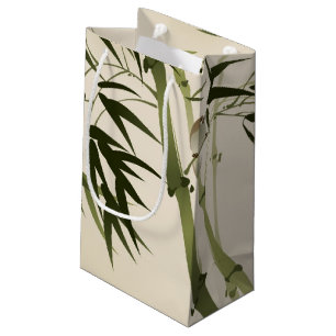 Petit Sac Cadeau Peinture orientale de style, branches en bambou