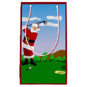 Petit Sac Cadeau Père Noël jouant au golf (Devant)
