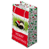 Petit Sac Cadeau Père Noël Skunk avec Motif de Noël (Dos Angle)