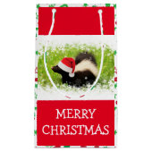 Petit Sac Cadeau Père Noël Skunk avec Motif de Noël (Devant)