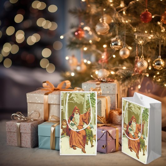 Petit Sac Cadeau Père vintage Noël