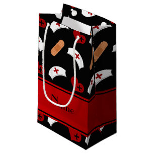 Petit Sac Cadeau Personalized name black nurse pattern