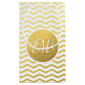 Petit Sac Cadeau Personnalisé Gold et White Chevron (Dos)