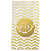 Petit Sac Cadeau Personnalisé Gold et White Chevron (Devant)