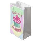 Petit Sac Cadeau Personnalisé Pink Cupcake d'anniversaire (Devant Angle)