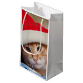 Petit Sac Cadeau Petit chaton dans le casquette rouge de Noël (Dos Angle)