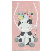 Petit Sac Cadeau Petit Veau De Vache De Bébé Avec Couronne Florale  (Dos)