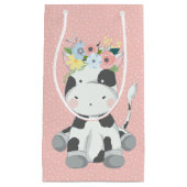 Petit Sac Cadeau Petit Veau De Vache De Bébé Avec Couronne Florale  (Devant)
