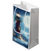 Petit Sac Cadeau Phare de Noël nautique (Dos Angle)