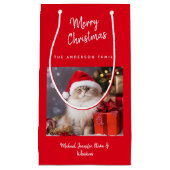 Petit Sac Cadeau Photo de chat de Noël personnalisée (Devant)