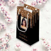 Petit Sac Cadeau Photo sur mesure anniversaire noir gouttes de part