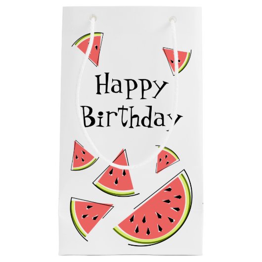 Petit Sac Cadeau Pièces de pastèque Joyeux anniversaire (Devant)