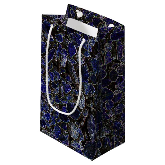 Petit Sac Cadeau Pierres bleues Sapphire avec brillance rayonnante (Devant Angle)