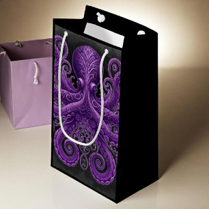 Petit Sac Cadeau Pieuvre violette Steampunk Kraken victorien 