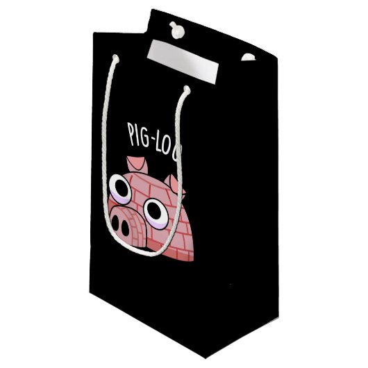 Petit Sac Cadeau Pig-loo Funny Igloo Pun Dark BG (Devant Angle)