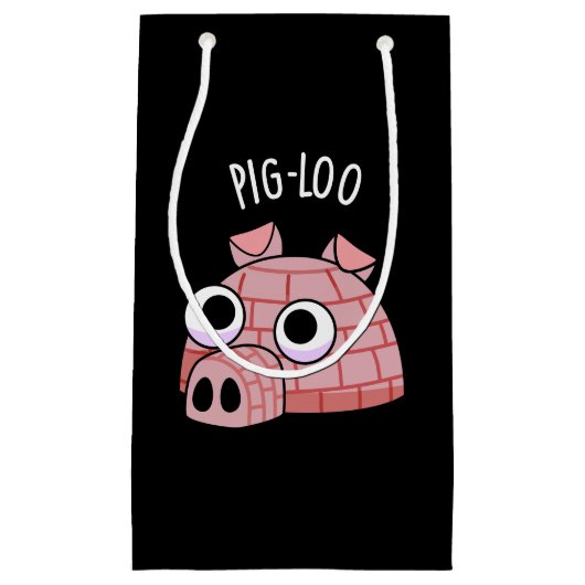 Petit Sac Cadeau Pig-loo Funny Igloo Pun Dark BG (Devant)