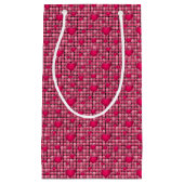 Petit Sac Cadeau Pile rose avec des coeurs (Devant)