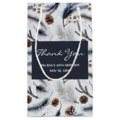 Petit Sac Cadeau Pine cônes et aiguilles de pin Motif d'hiver Merci (Dos)