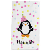 Petit Sac Cadeau Pingouin de fête avec Arrière - plan Confetti (Devant)