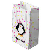 Petit Sac Cadeau Pingouin de fête avec Arrière - plan Confetti (Dos Angle)