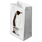 Petit Sac Cadeau Pingouin empereur et pingouin bébé hiver blanc (Dos Angle)