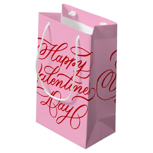 Petit Sac Cadeau Pink and Red Valentine Calligraphy (Dos Angle)