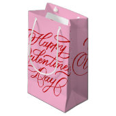 Petit Sac Cadeau Pink and Red Valentine Calligraphy (Devant Angle)