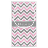 Petit Sac Cadeau Pink Dk Gray White LG Chevron Gray Name Monogram (Dos)