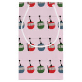 Petit Sac Cadeau Pink Retro Ski Lift Illustration Skier (Dos)