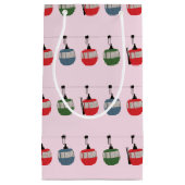 Petit Sac Cadeau Pink Retro Ski Lift Illustration Skier (Devant)