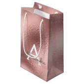 Petit Sac Cadeau Pink Rose Gold Foil & Sparkor Monogramme (Devant Angle)