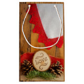 Petit Sac Cadeau Pins rustiques et bois rouges de dentelle épousant (Dos)