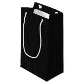Petit Sac Cadeau Pinstripes noires (Devant Angle)
