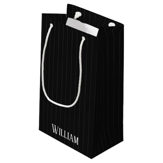Petit Sac Cadeau Pinstripes noires (Dos Angle)