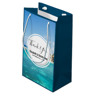 Petit Sac Cadeau Pittoresque plage tropicale avec Mariage de paillo